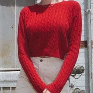 Brandy Melville Olsen Red Cable Knit Sweater